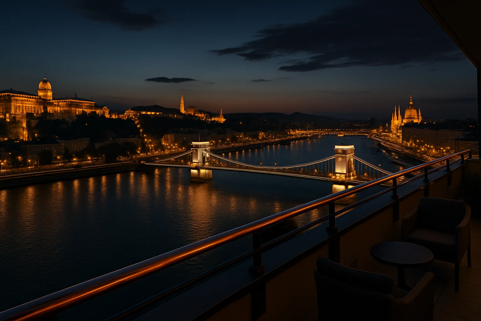 Budapesti panoráma a Duna partjáról
